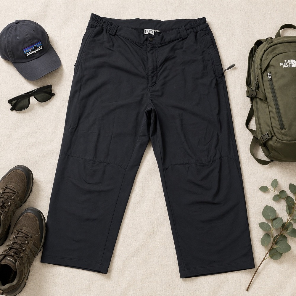 Ibex Climawool Men 38 Black Merino Wool Blend Softshell Hiking Pants Made in USA